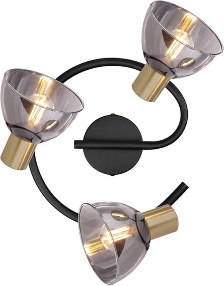 Spot - zwart - Jay - glas metaal smoke glas - Ø 25cm - E14 - 54305-3 - Globo