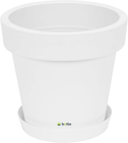 Witte Ronde Pot met Schotel Mat 40cm Kunststof