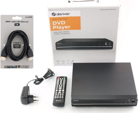 DVD Speler met HDMI aansluiting - HDMI Kabel meegeleverd - FULL HD - CD Speler - Coax / Scart / USB - Zwart