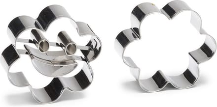 uitsteekvormen Bloem 6 cm RVS zilver 2-delig