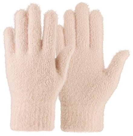 Winterhandschoenen Dames - Kunstwol - Elastisch - Roze/Beige - 20 x 10,5 cm - Comfortabele Draagervaring - Handschoenen