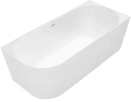 Rea - Badkuip - Bellanto slim 150 Right Wit + Witte stopkap - 150 x 74 x 58 cm
