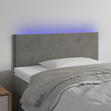 vidaXL - Hoofdbord - LED - 90x5x78/88 - cm - fluweel - lichtgrijs