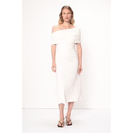 VIVEH Giada Ode Dress Coconut Milk Maat: 40 | Midi Jurken Outlet | Dames | Wit