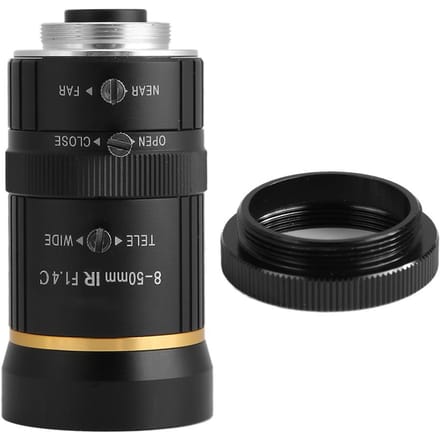 Objectif de caméra de sécurité 8-50 mm 3 MP 1/2 ouverture manuelle monture C CCTV black
