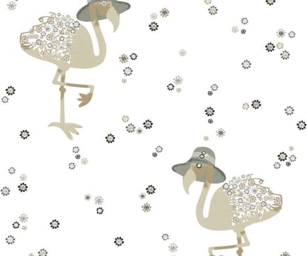 VROLIJKE FLAMINGO´S BEHANG - Beige Grijs Wit - AS Creation COZZ