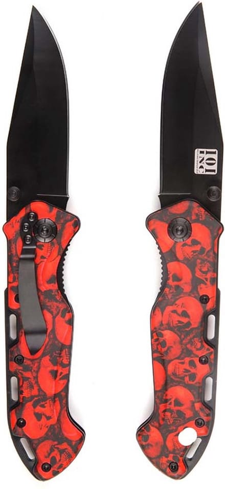 101inc Zakmes Skull + Clip rood