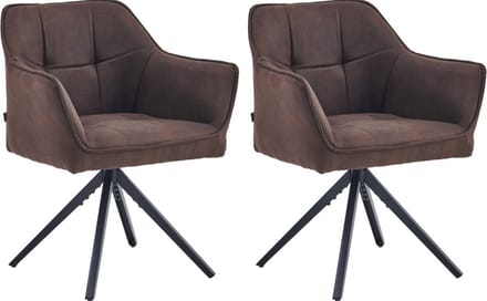 Colenis® - Pearl Eetkamerstoel - Set Van 2 - Bruin - Microfiber Stof - Microvezel - Industrieel