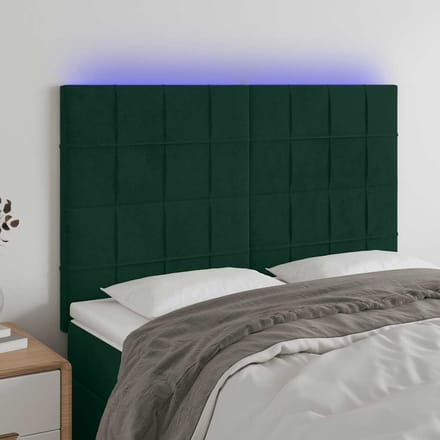 vidaXL Hoofdbord LED 144x5x118/128 cm fluweel donkergroen