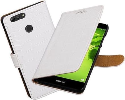 BestCases.nl Huawei nova 2 Krokodil booktype hoesje Wit