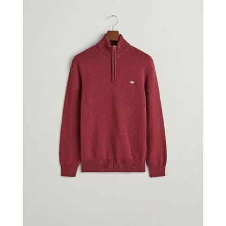 Gant Trui Casual Cotton Half Zip Rib Endings Plumped Red / male