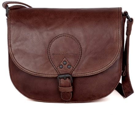Leren Crossbodytas met klep - Nicolina - Donkerbruin