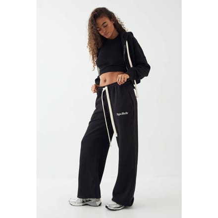 Dames DSGN Studio Contrast Trekkoord Rechte Pijp Jogger | Zwart | Maat: Small
