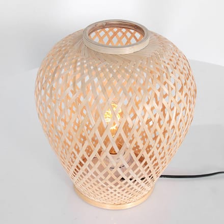 Tafellamp Maze 3130BE – Beige bamboe lamp 30cm hoog en 30cm diameter, dimbaar, Anne Light Home, trendy stijl voor binnen gebruik