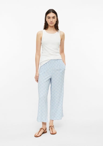 Hoog taille met patroon wijde broek met elastische taille voor dames s.Oliver