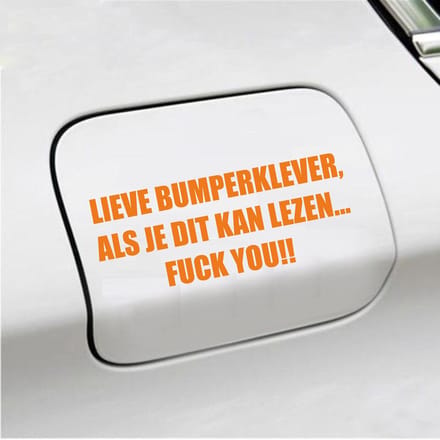 Bumpersticker - Lieve Bumperklever - 6 X 14,8 - Oranje