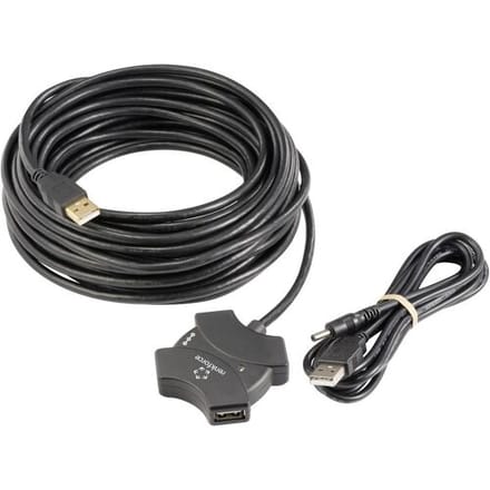 Renkforce RF-6270930 RF-6270930 USB-hub 4 poorten USB-A USB 2.0 480 MBit/s Met ingebouwde repeater Zwart