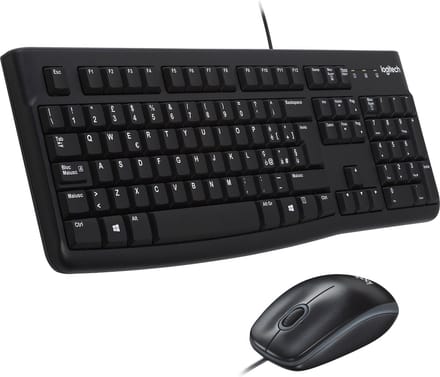 Keyboard and Mouse Logitech Desktop MK120 USB Black Italian