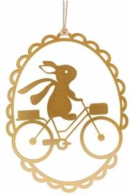 Cosy @ Home Hanger - Konijn op fiets - Goud - 25h18cm - metaal