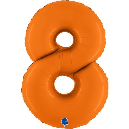 Ballon en Aluminium Chiffre 8, Orange Mat, 102cm Grabo