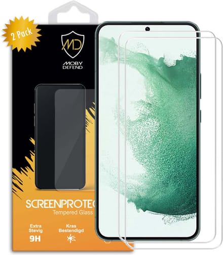 2-Pack MobyDefend Screenprotectors - Geschikt voor Samsung Galaxy S22 Plus (S22+) - Case-Friendly Screensavers - Gehard Glas