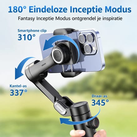 AOCHUAN Smart XE Smartphone Gimbal – 3-Assige Stabilizer met Face Tracking & LED Invullicht – Voor iPhone & Android – Vlog Camera Stabilisatie