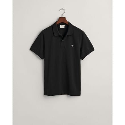 Gant Polo Fine Shield Short Sleeve Piqué Uni Zwart / male