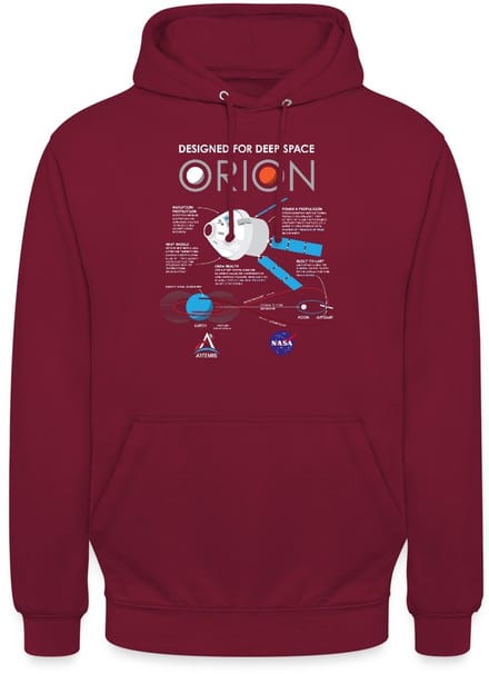 NASA Ontwerpkenmerken van het Orion-ruimtevaartuig Hoodie Unisex