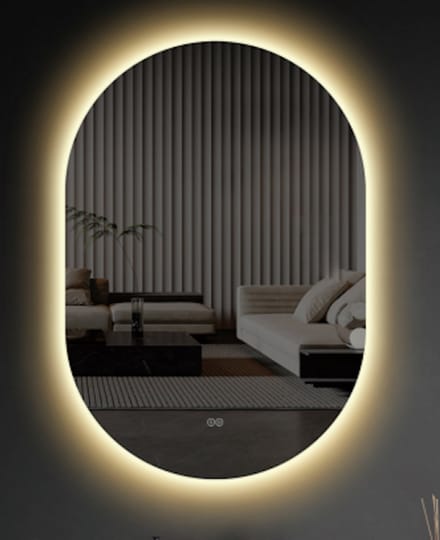LINEA UNO - Isla 60 x 80 - Frameloos - Spiegel - Ovaal - LED-verlichting (dimbaar) - 301652