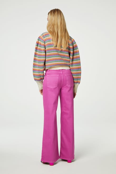 Fabienne Chapot Thea Wide Cassis Maat: W29L32 | Flared Jeans Outlet | Dames | Roze