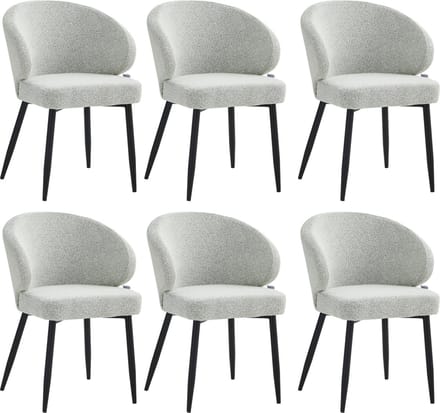 Colenis® - Ruby Eetkamerstoel - Set Van 6 – Ecru – Bouclé - Design