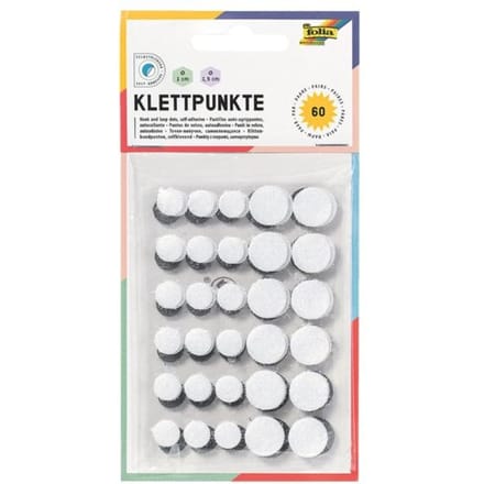 Folia klittenband stippen mini, gesorteerde maten, zwart en wit