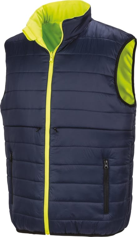 R332X - Reversible soft padded safety gilet Fluorescent Yellow/ Navy Medium