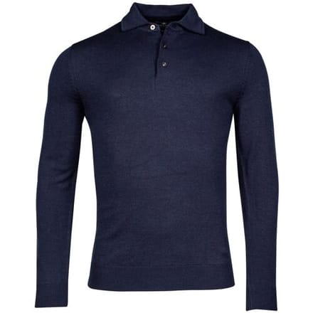 Baileys Trui Merino Blend Pullover Polo Collar Buttons Single Knit Navy / male