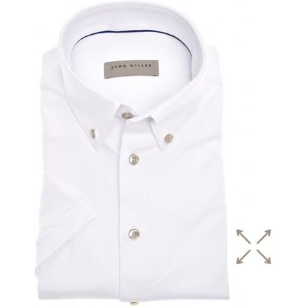 John Miller Overhemd Hyperstretch Slim-Fit Short Sleeve Wit / male