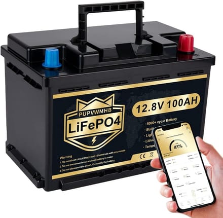 12V 100Ah LiFePO4 Accu voor Camper, Boot en Caravan met Bluetooth BMS