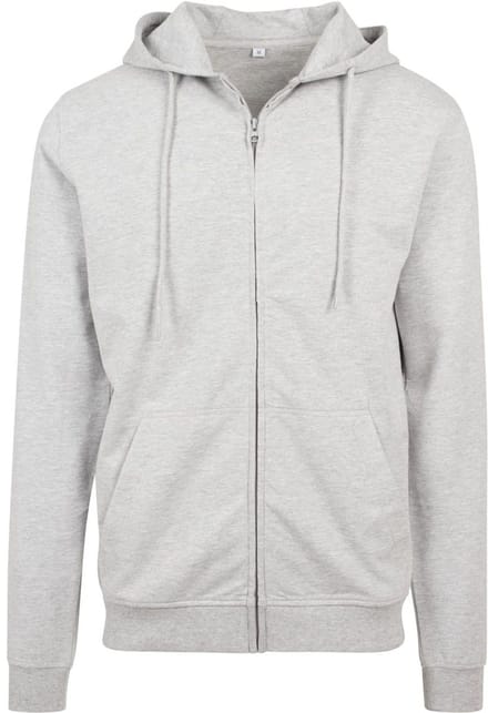 Build Your Brand - Terry Hoodie met Rits - Heather Grey maat M