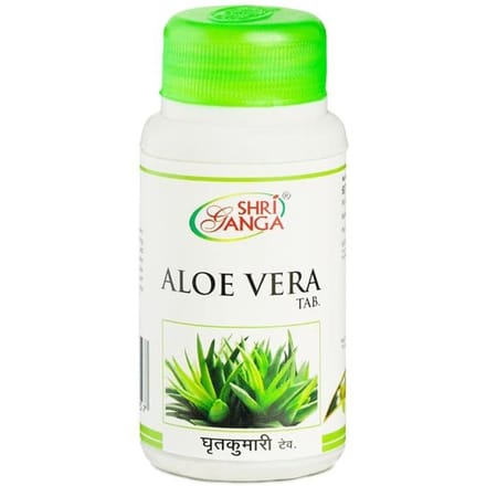 Aloë vera (60 tabbladen, 500 mg), Aloë Vera, Shri Ganga Pharmacy white