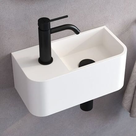 Kronenbach Stone hand wash basin 38 x 19 cm, basin right with tap hole KB137504BK