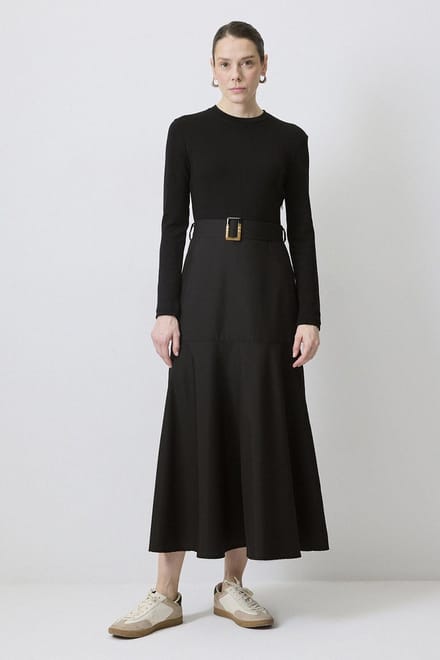 Touché Privé - Jurk met riemdetail - Zwart - Dames