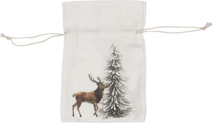 Clayre & Eef Decoratie Hanger Rendier 10*15 cm Beige Synthetisch Rechthoek Kersthanger Kerstboomversiering