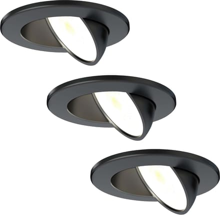 Ledvion - 3X LED Inbouwspot - Zwart - Dimbaar - 5W - IP65 - CCT - COB - Ø75mm