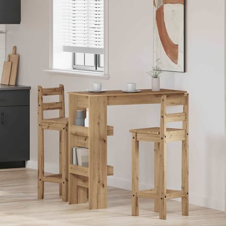 vidaXL - Bartafel - wandgemonteerd - 102x45x103,5 - cm - bewerkt - hout - artisanaal