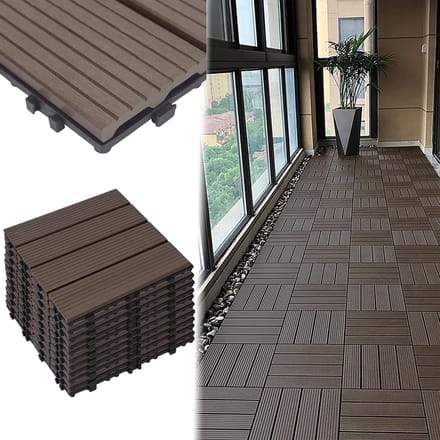 Terrastegels WPC - Houtlook vloer - Buiten Leven - Waterdicht & Duurzaam - 1 m² set - Lichtbruin