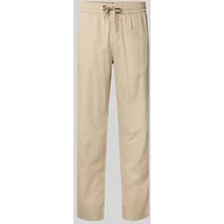 Regular fit linnen broek met elastische band, model 'barton'