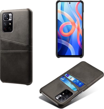 Backcover met Opbergvakjes + PMMA Screenprotector voor Xiaomi Redmi Note 11S 5G _ Zwart