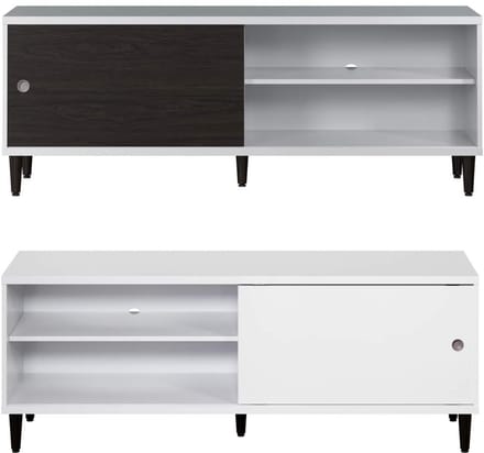 Evolution TV-meubel 1 deur, 2 planken wit, zwart.