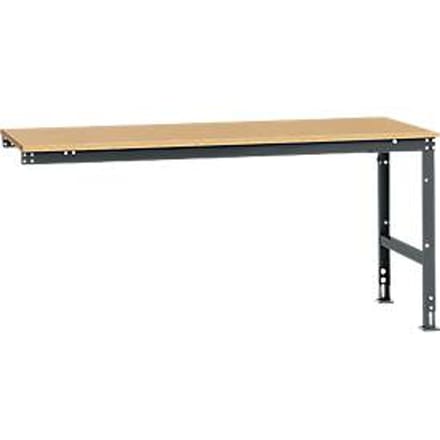 Manuflex aanbouwtafel UNIVERSAL Standaard, tafelblad multiplex, 2000 x 1000, antraciet