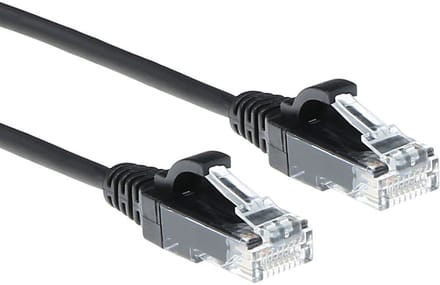 ACT Zwarte 1 meter LSZH U/UTP CAT6 datacenter slimline patchkabel snagless met RJ45 connectoren DC9901