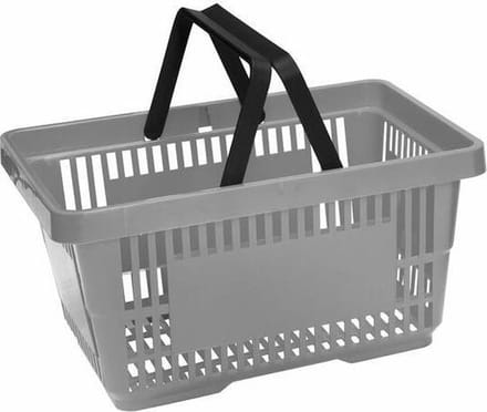 Winkelmandje 20 liter - grijs - 2 handgrepen - 10 stuks